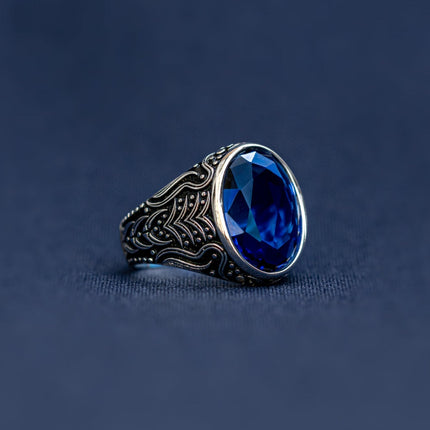 #AC138 - Anillo De Caballero/Hombre Piedra Zirconia Plata - B11/8.0