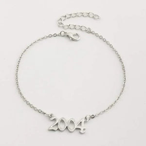 #HE111 - Tobillera O Pulsera Con Fecha/Año De Nacimiento o Letras - DE025/