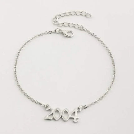 #HE111 - Tobillera O Pulsera Con Fecha/Año De Nacimiento o Letras - DE025/