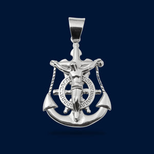 #D287 - Dije Cristo Con Ancla Plata - A08/2.9