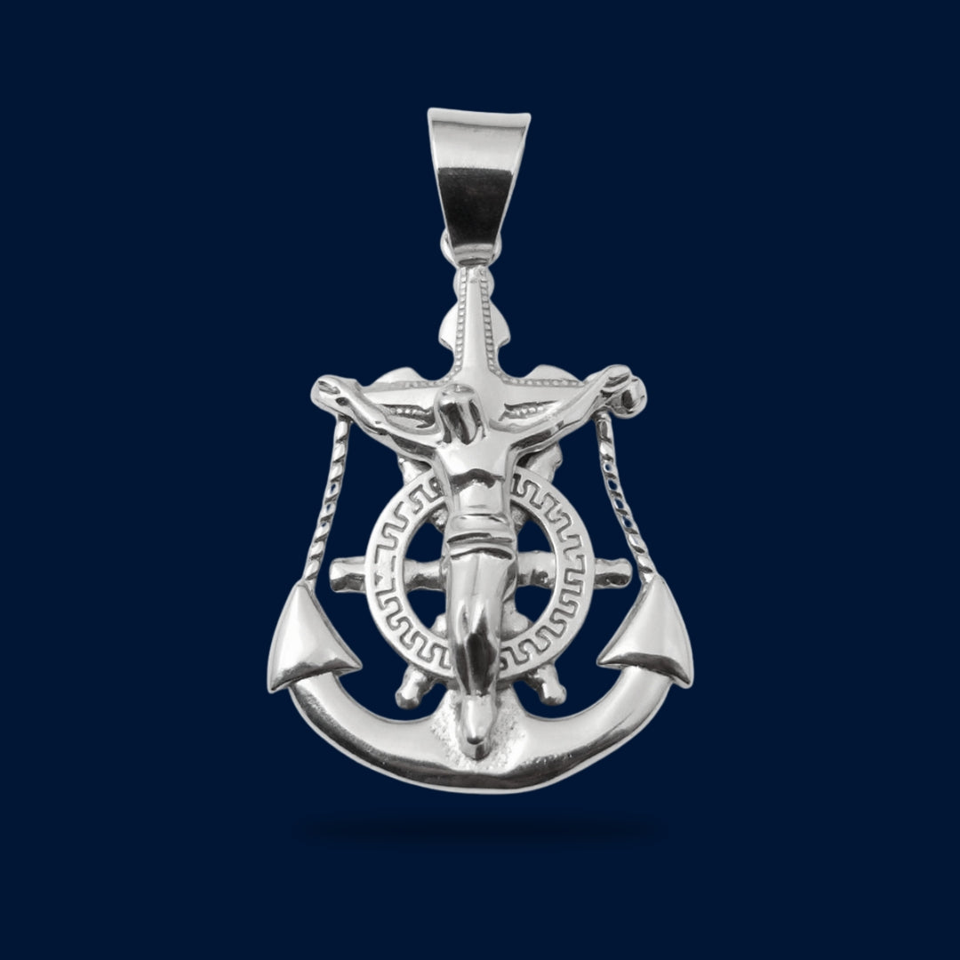 #D287 - Dije Cristo Con Ancla Plata - A08/2.9