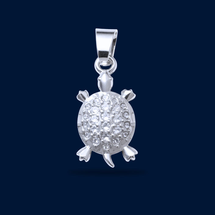 #D115 - Dije Tortuga Con Zirconia Plata - B09/1.8