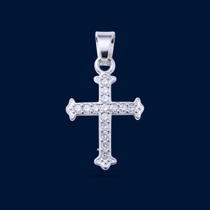 #D209 - Dije Cruz Trinidad Con Zirconia Plata - B09/1.4