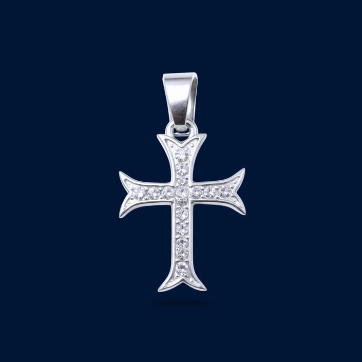 #D381 - Dije Cruz Con Zirconia Plata - B09/1.7