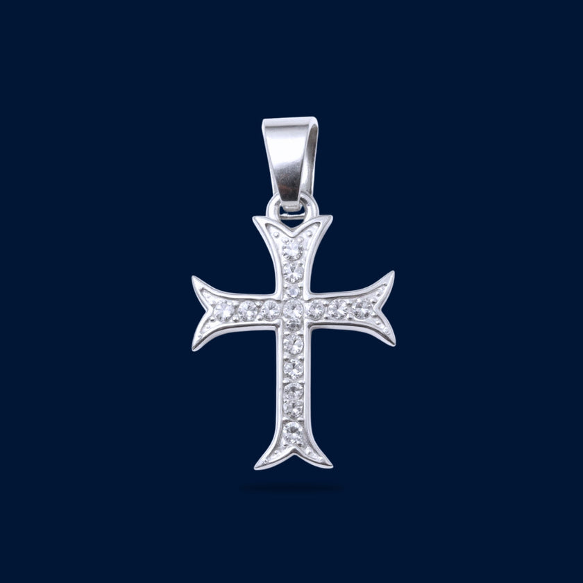 #D381 - Dije Cruz Con Zirconia Plata - B09/1.7