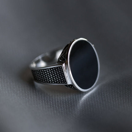 #AC133 - Anillo De Caballero/Hombre Oval Plata - C08/7.9