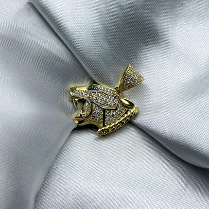 #HE124 - Dije De Cabeza De Pantera De Oro 10k Con Piedra - H15/5.4