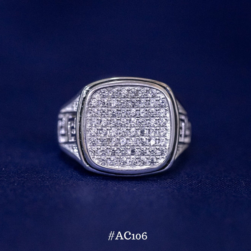 #AC106 - Anillo De Caballero Con Piedra Zirconia Plata- C11/6.5