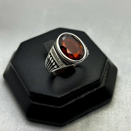 #AC124 - Anillo Caballero Con Piedra Zirconia Plata - B11/5.6