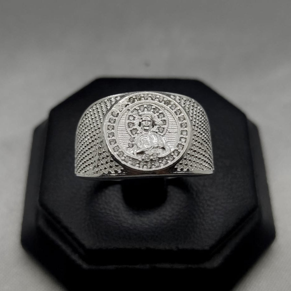 #AC125 - Anillo Caballero San Judas Tadeo Piedra Zirconia Plata - A09/7.0