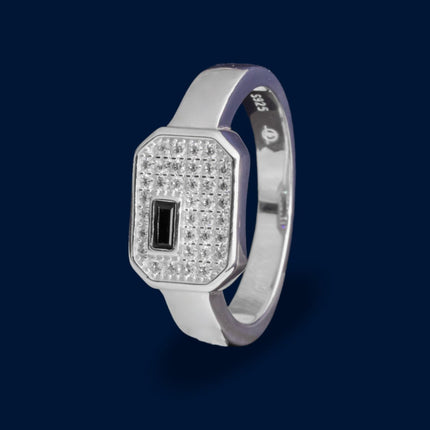 #AC127 - Anillo De Plata Caballero Con Piedra Zirconia Plata - B11/5.3