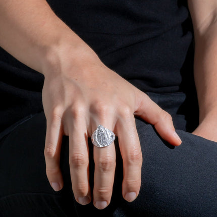 #AC140 - Anillo Caballero Virgen Con Piedras - B12/6.5