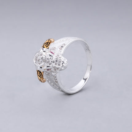 #AC156 - Anillo De Toro Con Piedra Zirconia Plata - B12/7.0