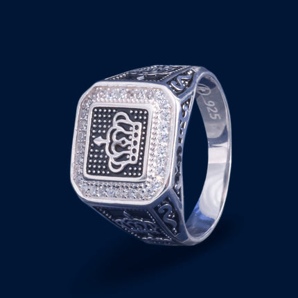 #AC165 - Anillo De Plata Para Caballero De Corona - B11/6.6