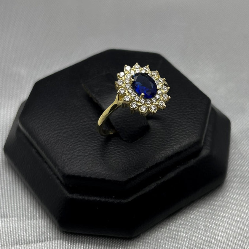 #AD10123 - Anillo Flor Piedra Zirconia Oro 10K - I01/2.4