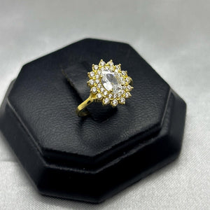 #AD10123 - Anillo Flor Piedra Zirconia Oro 10K - I01/2.4