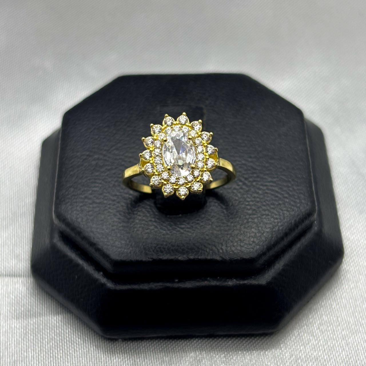#AD10123 - Anillo Flor Piedra Zirconia Oro 10K - I01/2.4