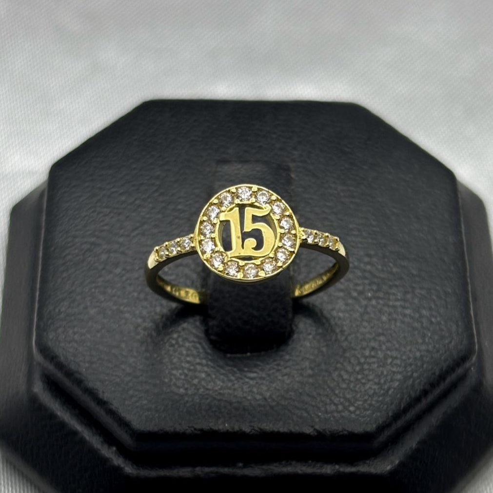 #AD10124 - Anillo 15/XV´s Años Con Piedra Zirconia Oro 10K - H01/1.6