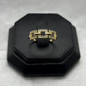 #AD10129 - Anillo Eslabón Piedra Zirconia Oro 10K - I01/1.5