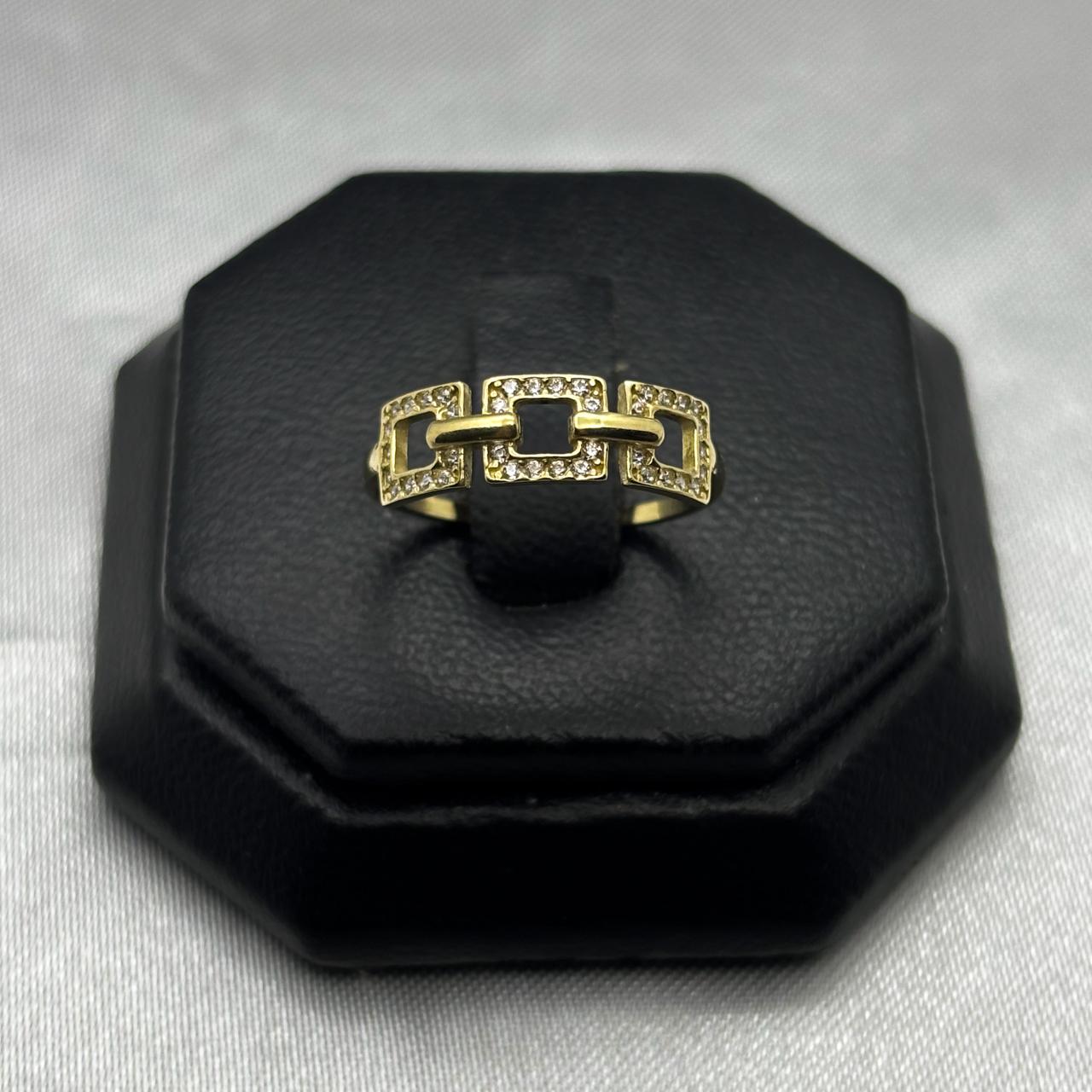 #AD10129 - Anillo Eslabón Piedra Zirconia Oro 10K - I01/1.5