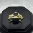 #AD10139 - Anillo Corona Corazón Piedra Zirconia Oro 10K - H01/1.5