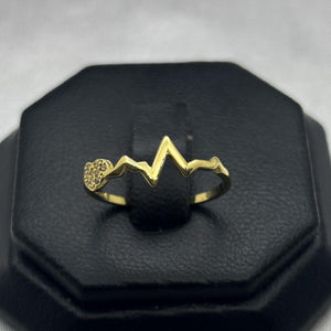 #AD10140 - Anillo Signos Vitales/Latido De Corazón Piedra Zirconia Oro 10K - H01/1.3