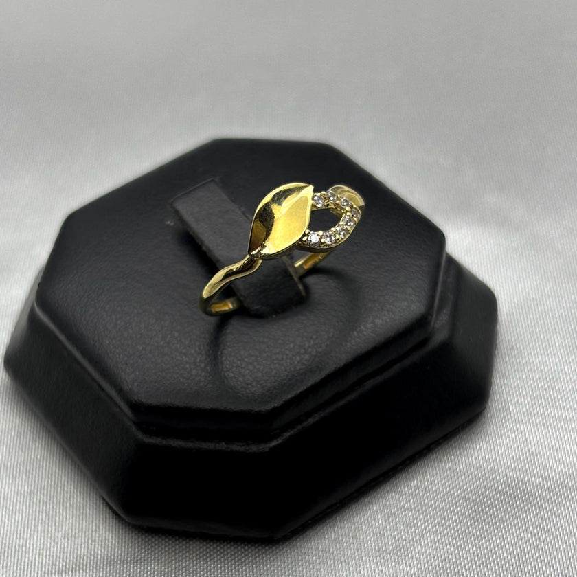 #AD10143 - Anillo Doble Hoja Con Piedra Zirconia Oro 10K - I05/1.6