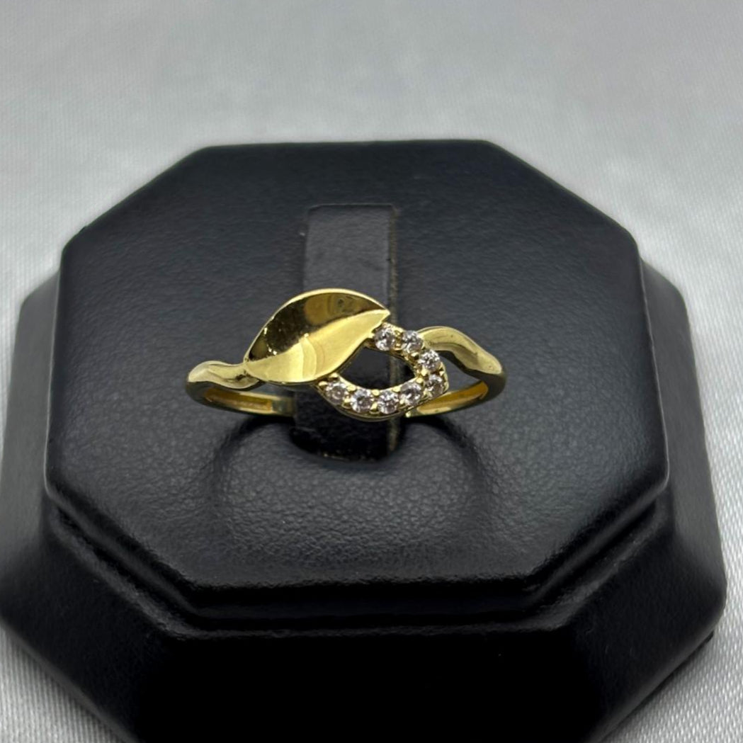 #AD10143 - Anillo Doble Hoja Con Piedra Zirconia Oro 10K - I05/1.6