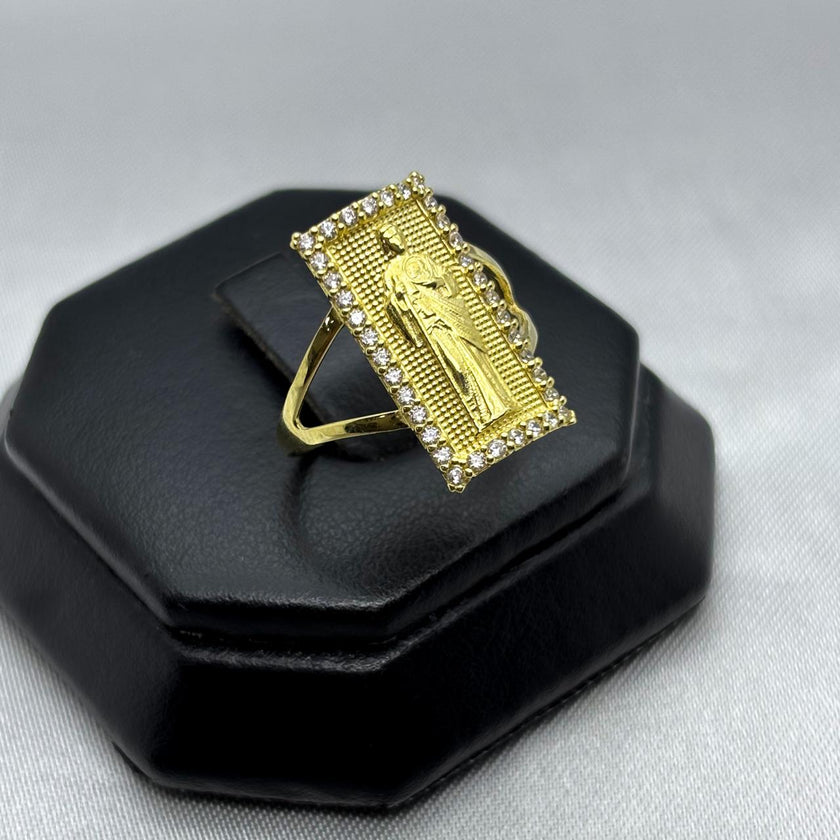 #AD10154 - Anillo San Judas Tadeo Piedra Zirconia Oro 10K - I04/3.3