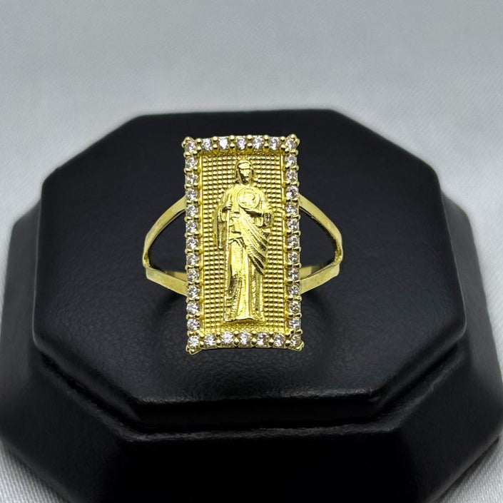 #AD10154 - Anillo San Judas Tadeo Piedra Zirconia Oro 10K - I04/3.3
