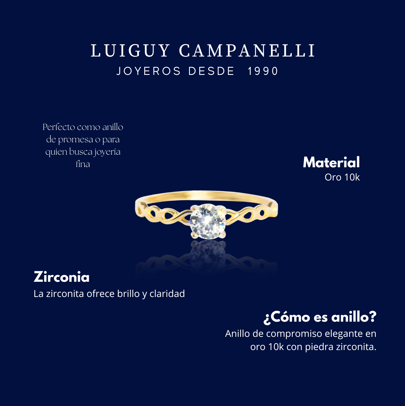 #AD10173 - Anillo Solitario Compromiso Oro 10k - I04/0.8
