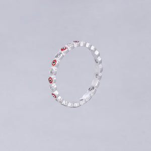 #AD118 - Anillo Churumbela De Ojo Turco Con Zirconia Plata - B08/1.8