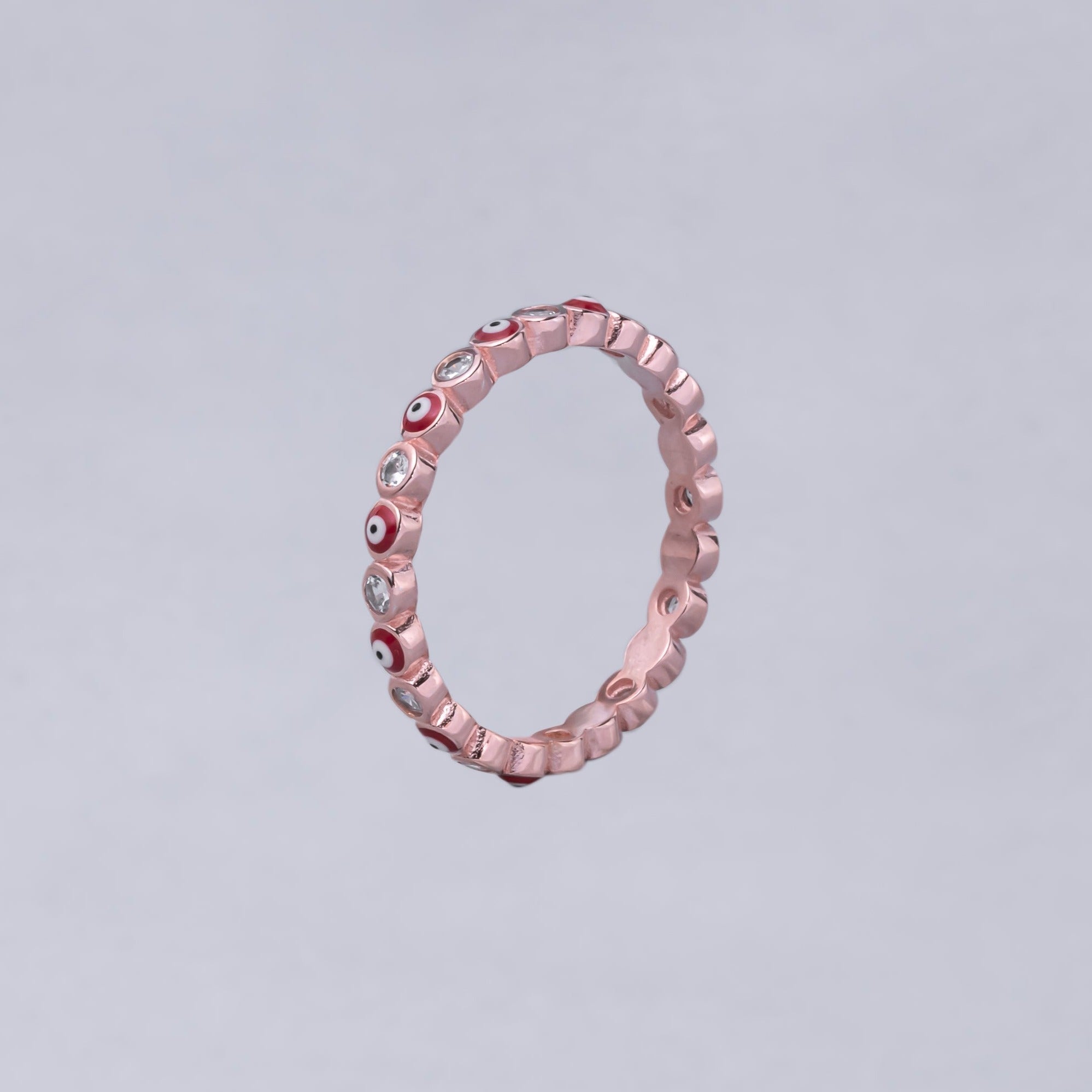 #AD118 - Anillo Churumbela De Ojo Turco Con Zirconia Plata - B08/1.8
