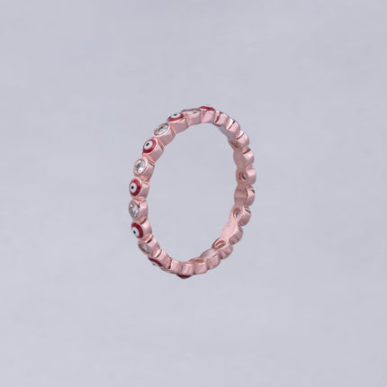 #AD118 - Anillo Churumbela De Ojo Turco Con Zirconia Plata - B08/1.8