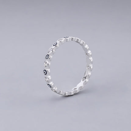 #AD118 - Anillo Churumbela De Ojo Turco Con Zirconia Plata - B08/1.8
