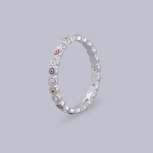 #AD118 - Anillo Churumbela De Ojo Turco Con Zirconia Plata - B08/1.8