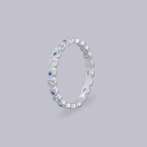 #AD118 - Anillo Churumbela De Ojo Turco Con Zirconia Plata - B08/1.8