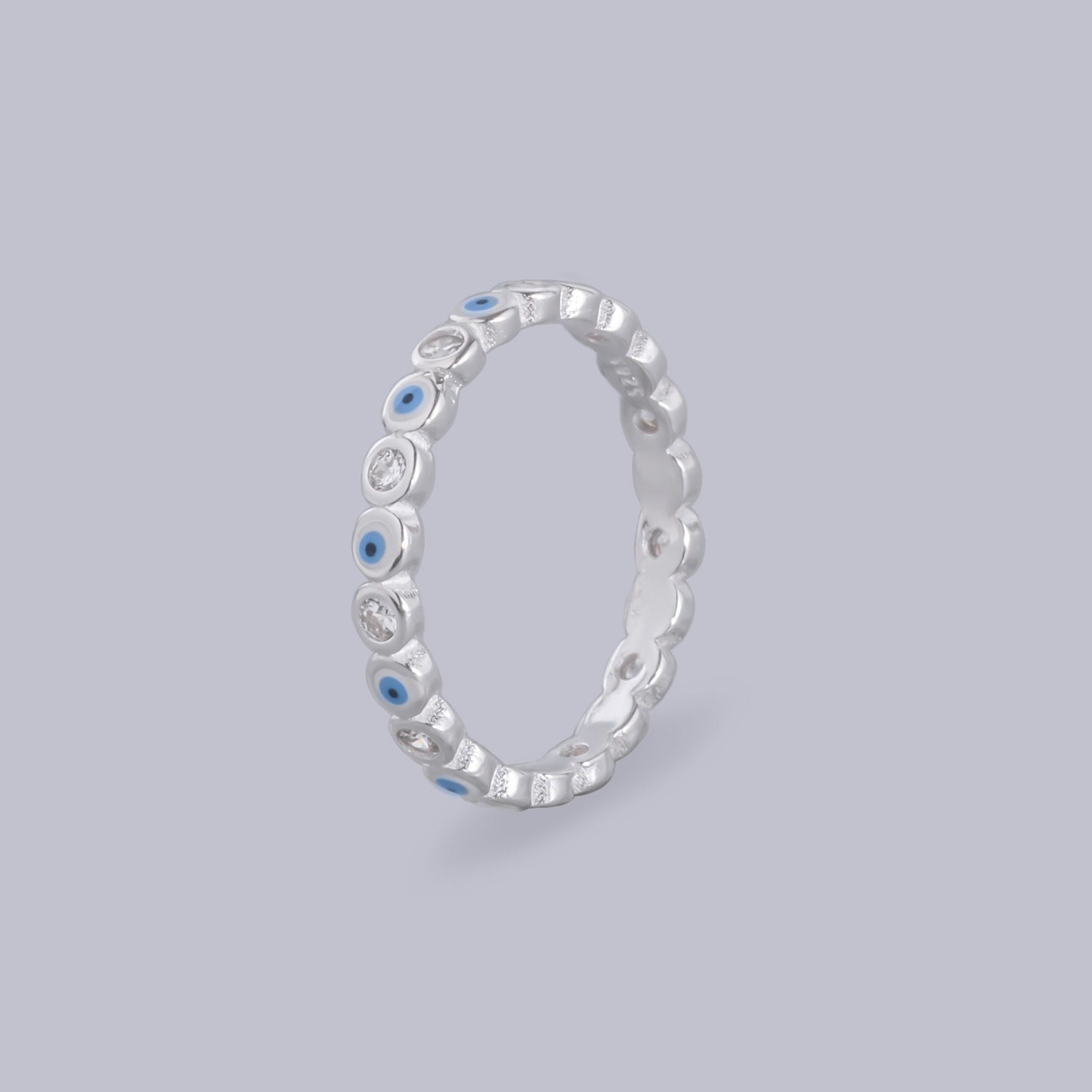 #AD118 - Anillo Churumbela De Ojo Turco Con Zirconia Plata - B08/1.8