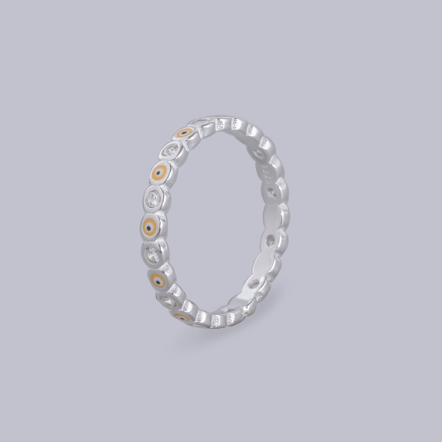 #AD118 - Anillo Churumbela De Ojo Turco Con Zirconia Plata - B08/1.8