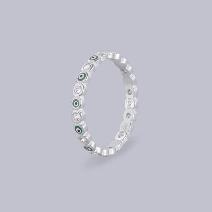 #AD118 - Anillo Churumbela De Ojo Turco Con Zirconia Plata - B08/1.8
