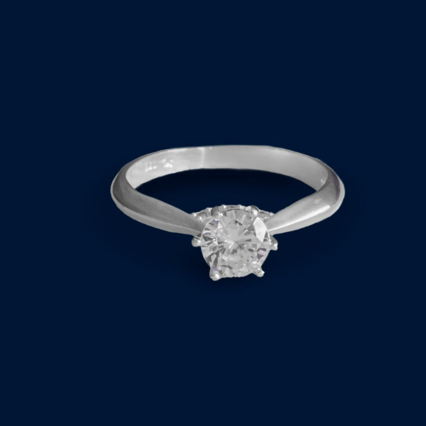 #AD128 - Anillo Solitario Con Piedra Zirconia Plata - A13/2.3