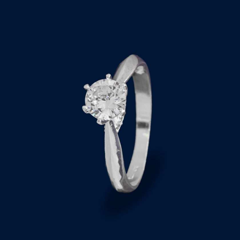 #AD128 - Anillo Solitario Con Piedra Zirconia Plata - A13/2.3