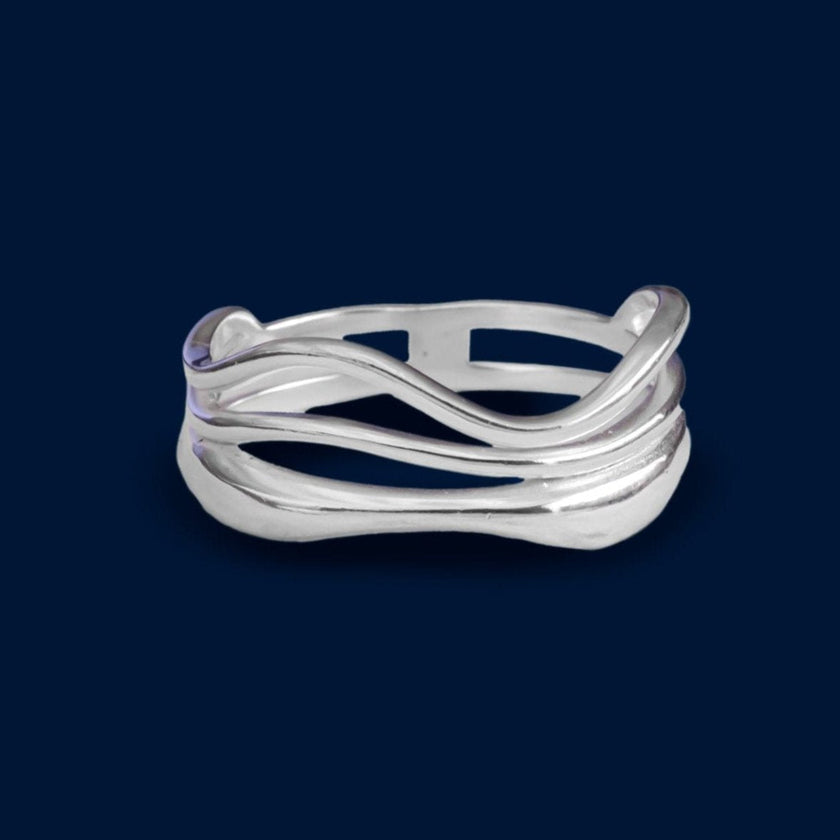 #AD144 - Anillo De Onda De Plata - B11/3.5