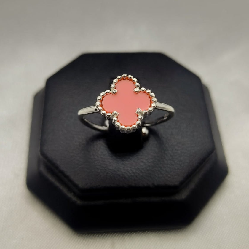 #AD155 - Anillo Ajustable Trébol Tipo Van Cleef Plata - PU2.7