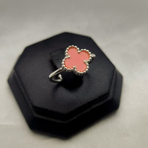 #AD155 - Anillo Ajustable Trébol Tipo Van Cleef Plata - PU2.7