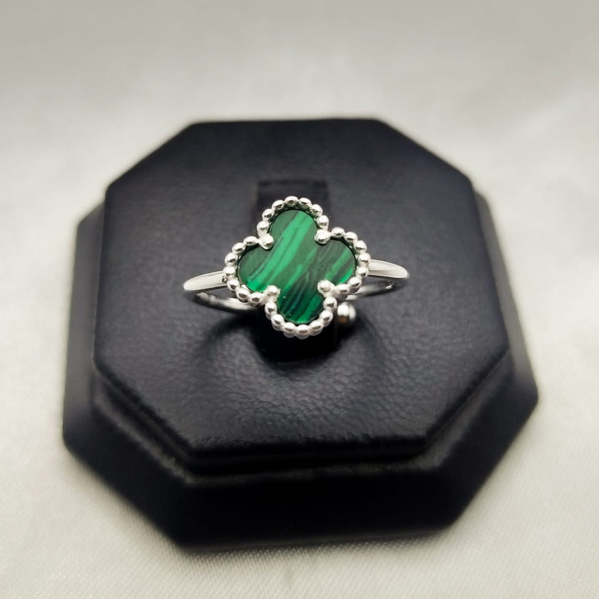 #AD155 - Anillo Ajustable Trébol Tipo Van Cleef Plata - PU2.7