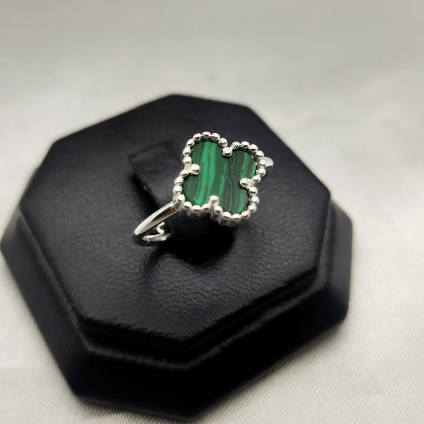 #AD155 - Anillo Ajustable Trébol Tipo Van Cleef Plata - PU2.7