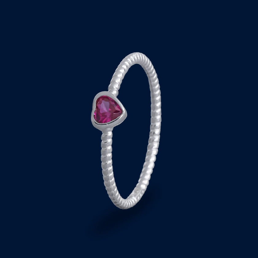 #AD214 - Anillo Corazón Con Piedra Central Zirconia Plata - C09/1.4