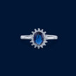 #AD223 - Anillo Solitario Piedra Zirconia Oval Baño De Rodio Plata - C46/3.1