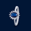 #AD223 - Anillo Solitario Piedra Zirconia Oval Baño De Rodio Plata - C46/3.1